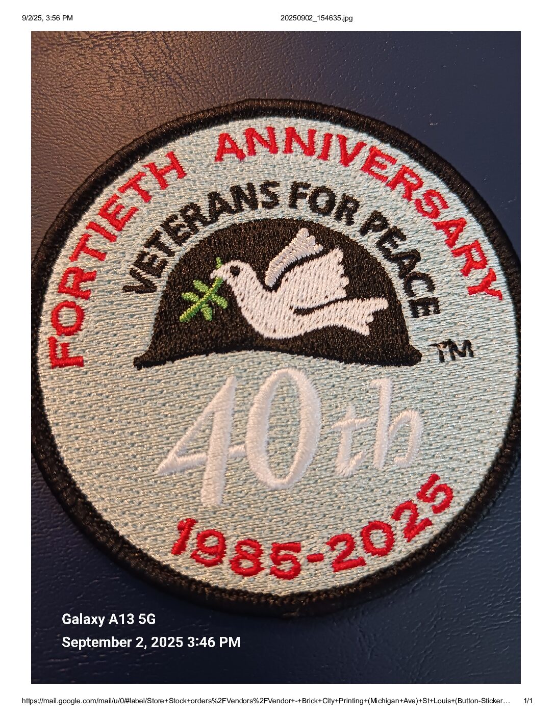 VFP 40th Anniversary Embroidered Patch